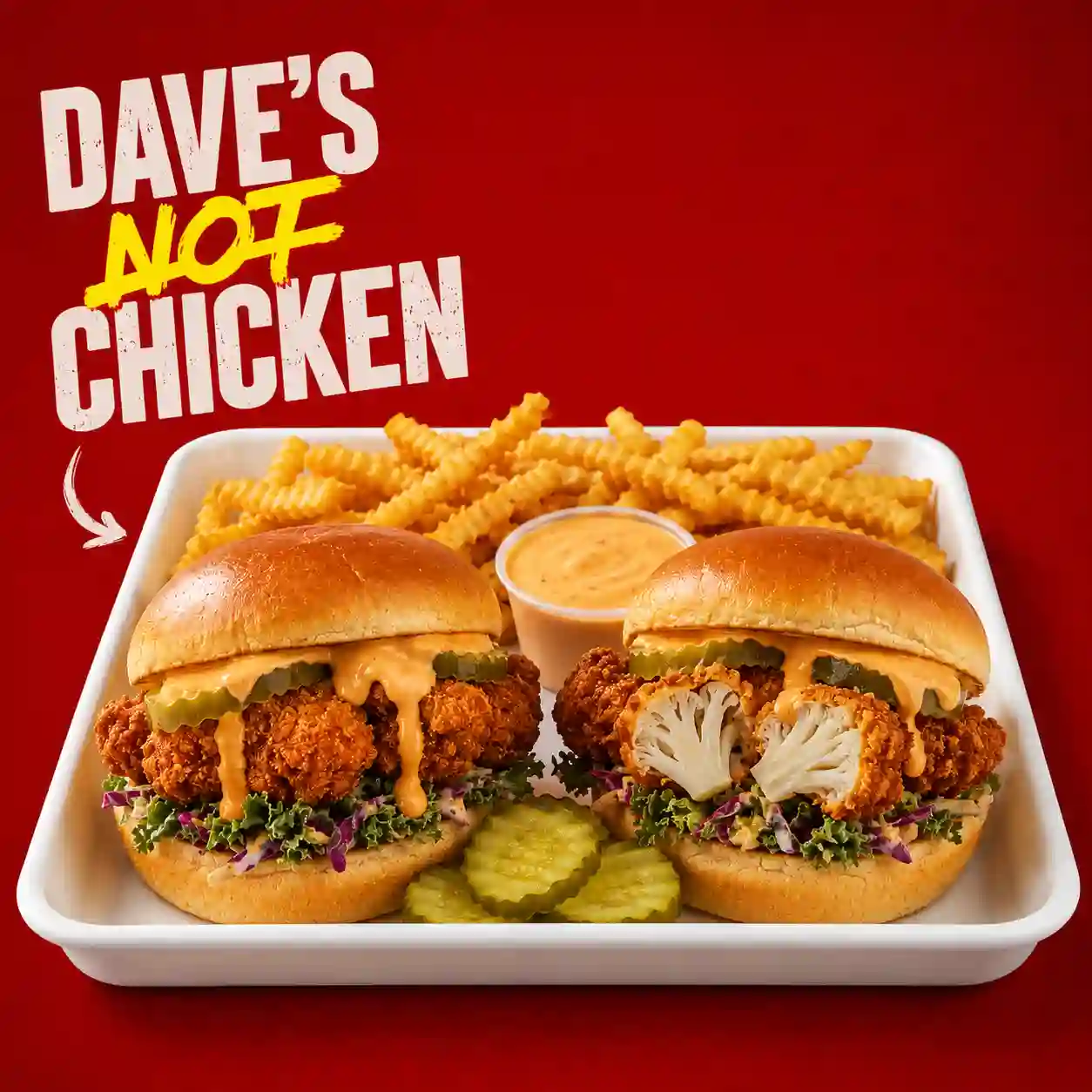 2 Cauli Sliders with Fries - Dave's Hot Chicken Menu